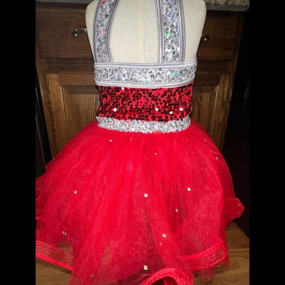 Weisman Dance Red and Silver Sequin Dress Pageant Size SC - Picture 2 of 6